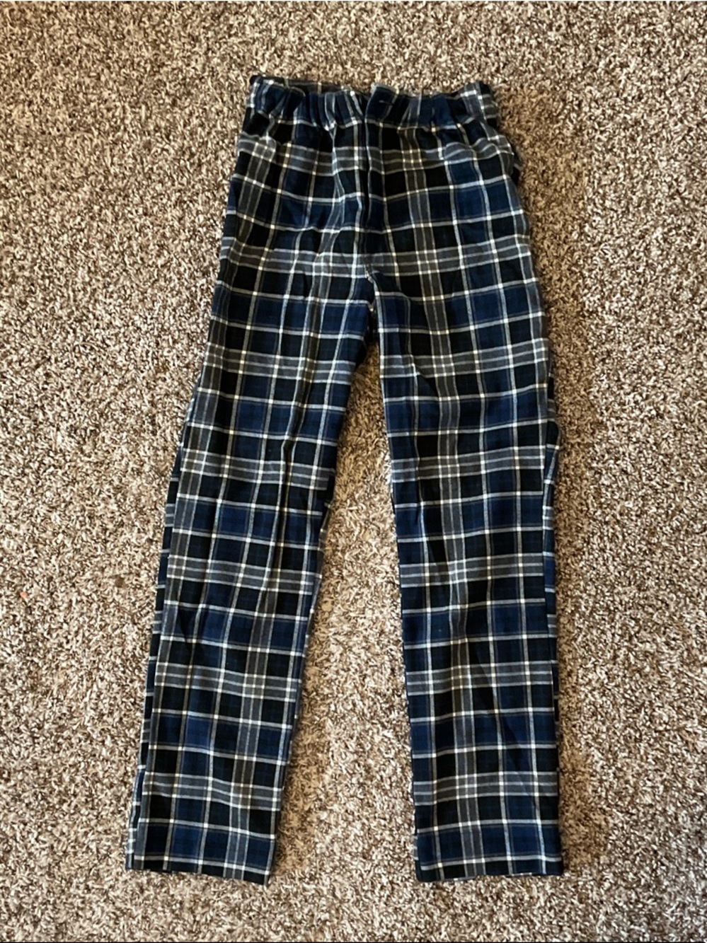 Plaid Straight-Leg Pants in Navy and Black